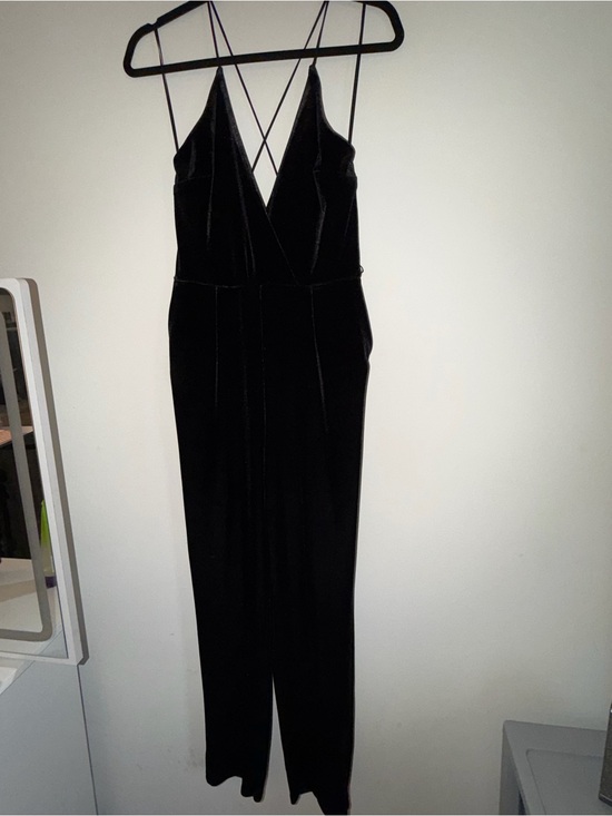 Express Pants - Express Black Velvet Strappy Jumpsuit